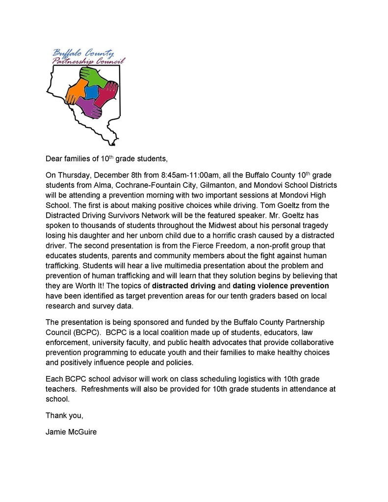 10th grade Day 2022 Letter to families