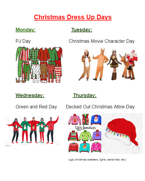 Holiday Dress Up Days for the High School