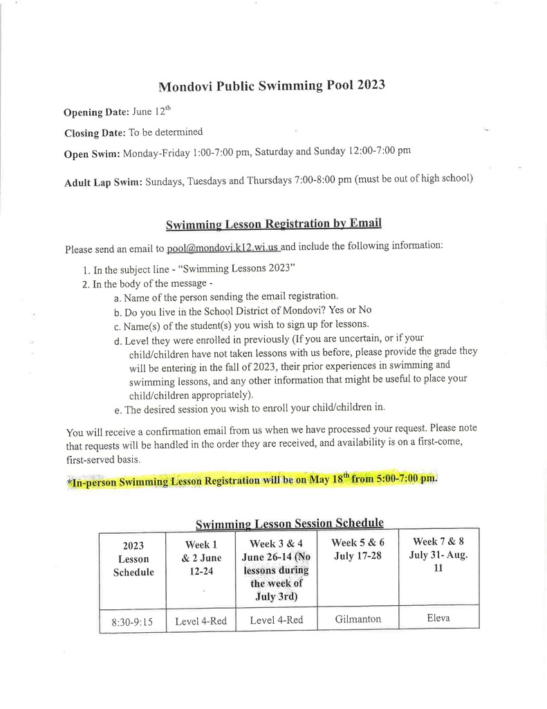 Pool newsletter page 1